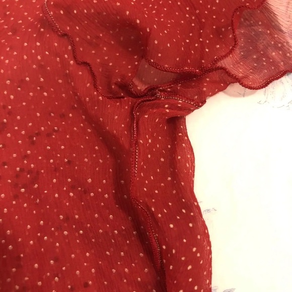 ROZAE NICHOLS VIBRANT RED SILK CHIFFON BLOUSE + SWAROVSKI CRYSTALS POLKA DOT FM - Picture 6 of 11